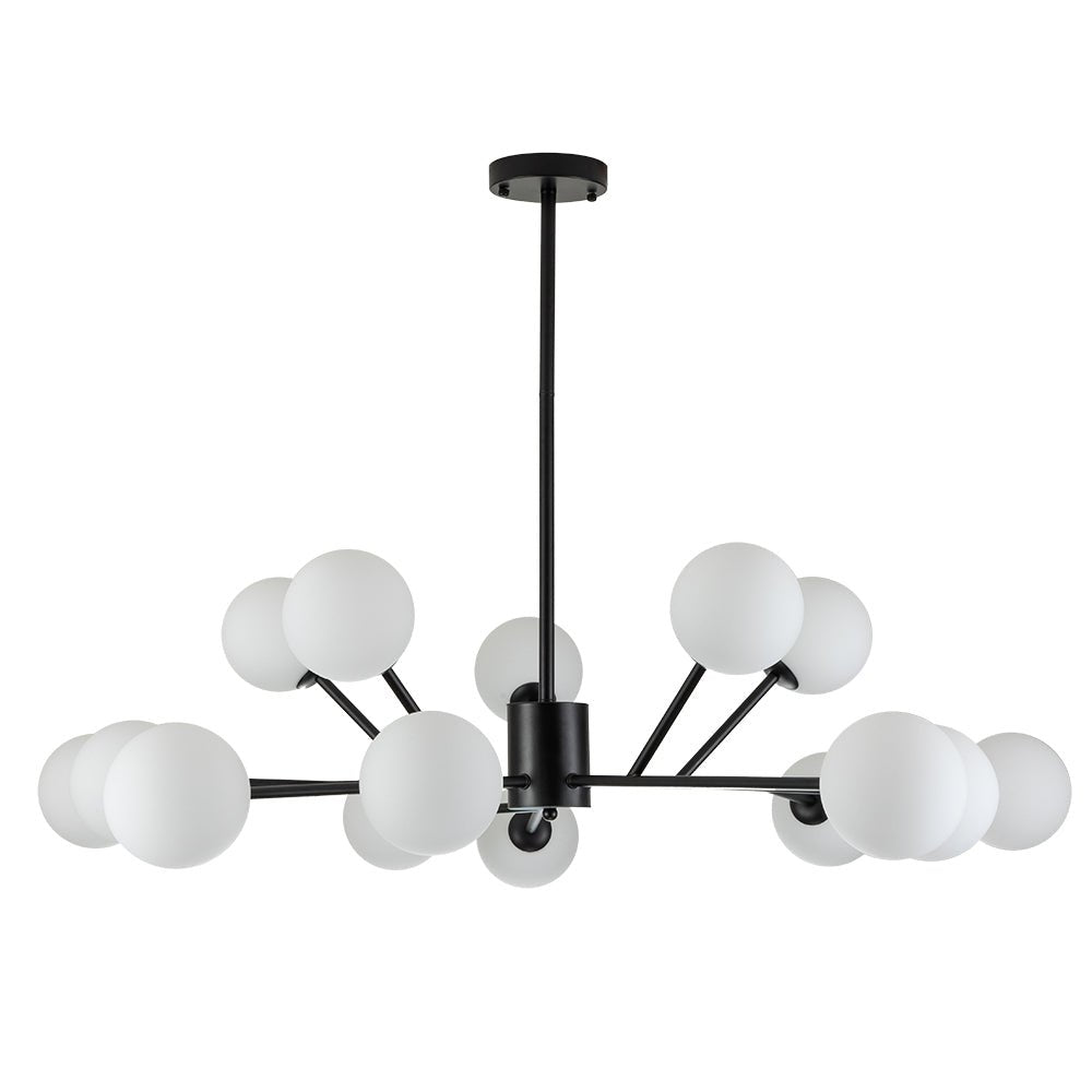15-Light Frosted Glass Globe Branch Pendant Chandelier