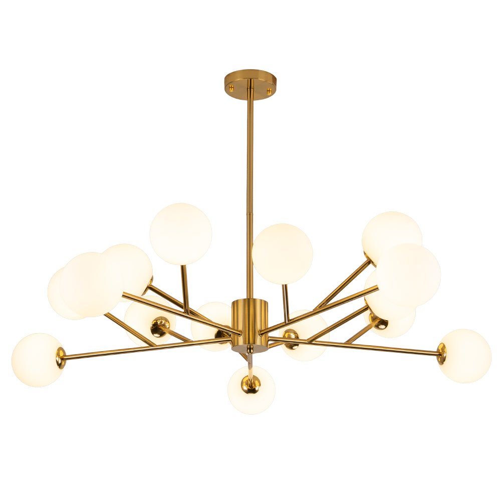 15-Light Frosted Glass Globe Branch Pendant Chandelier