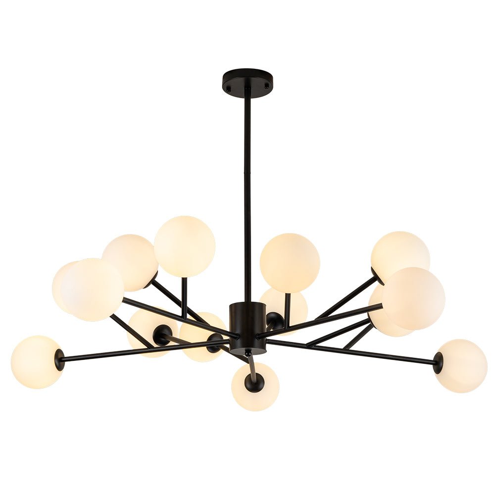 15-Light Frosted Glass Globe Branch Pendant Chandelier