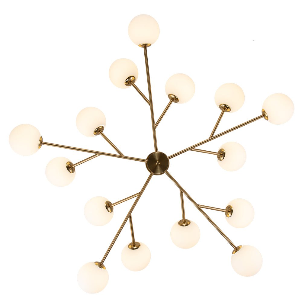 15-Light Frosted Glass Globe Branch Pendant Chandelier