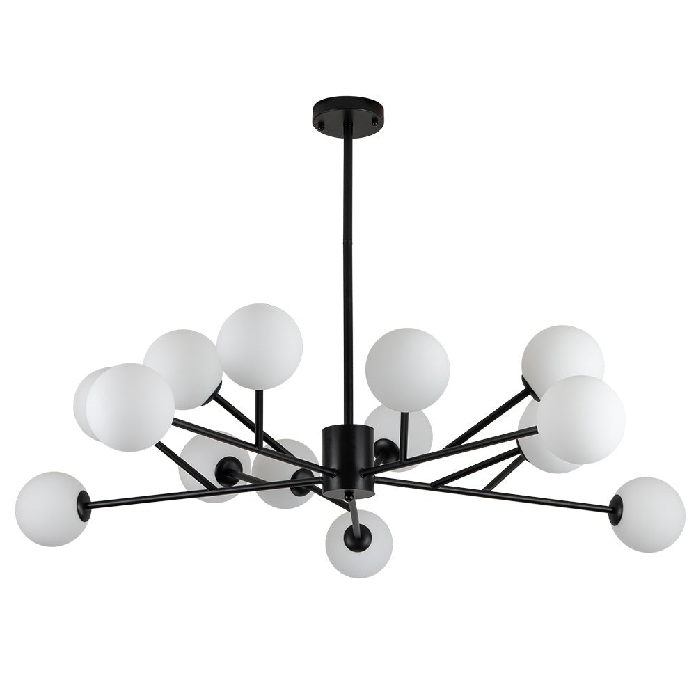 15-Light Frosted Glass Globe Branch Pendant Chandelier