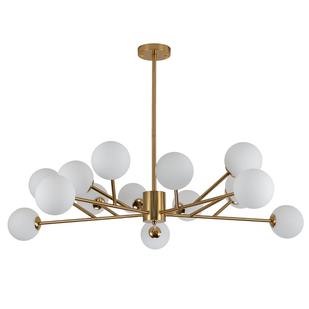 15-Light Frosted Glass Globe Branch Pendant Chandelier