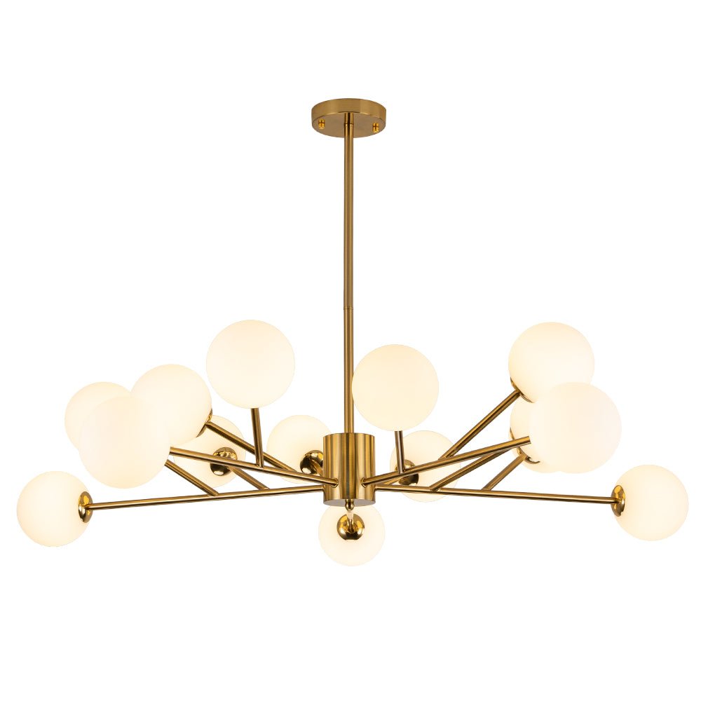 15-Light Frosted Glass Globe Branch Pendant Chandelier