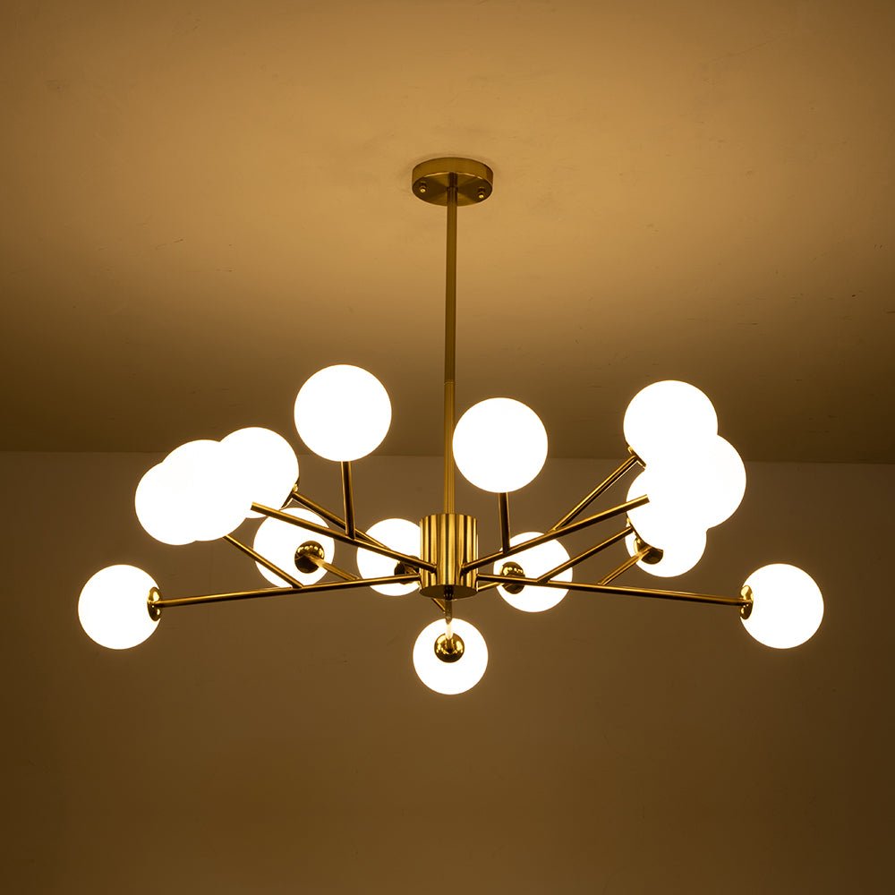 15-Light Frosted Glass Globe Branch Pendant Chandelier