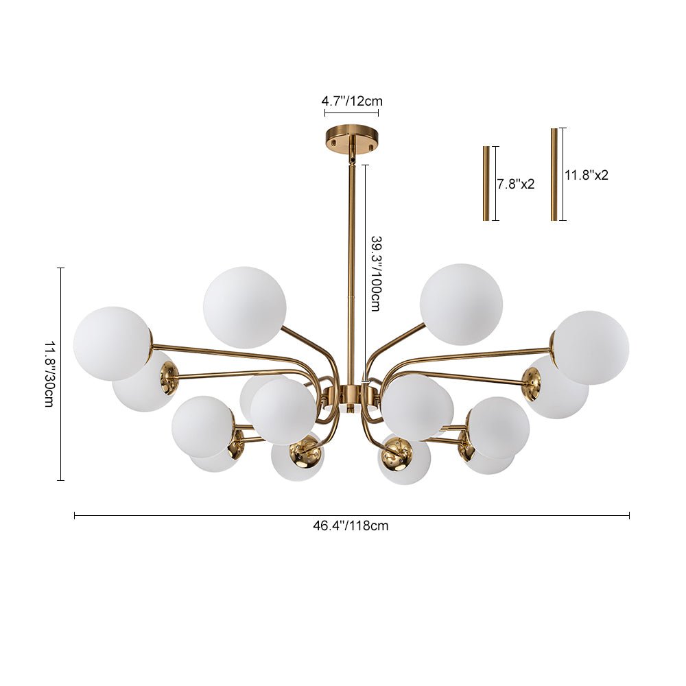 16-Light Frosted Glass Globe Bubble Sputnik Chandelier