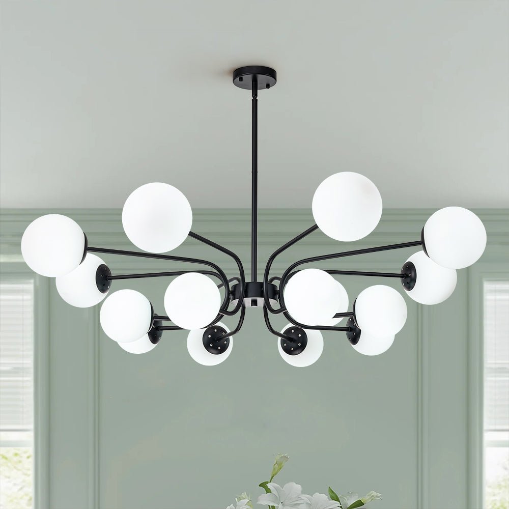 16-Light Frosted Glass Globe Bubble Sputnik Chandelier