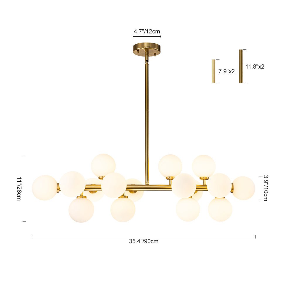 (OpenBox) 16-Light Milky White Glass Globe Linear Sputnik Chandelier