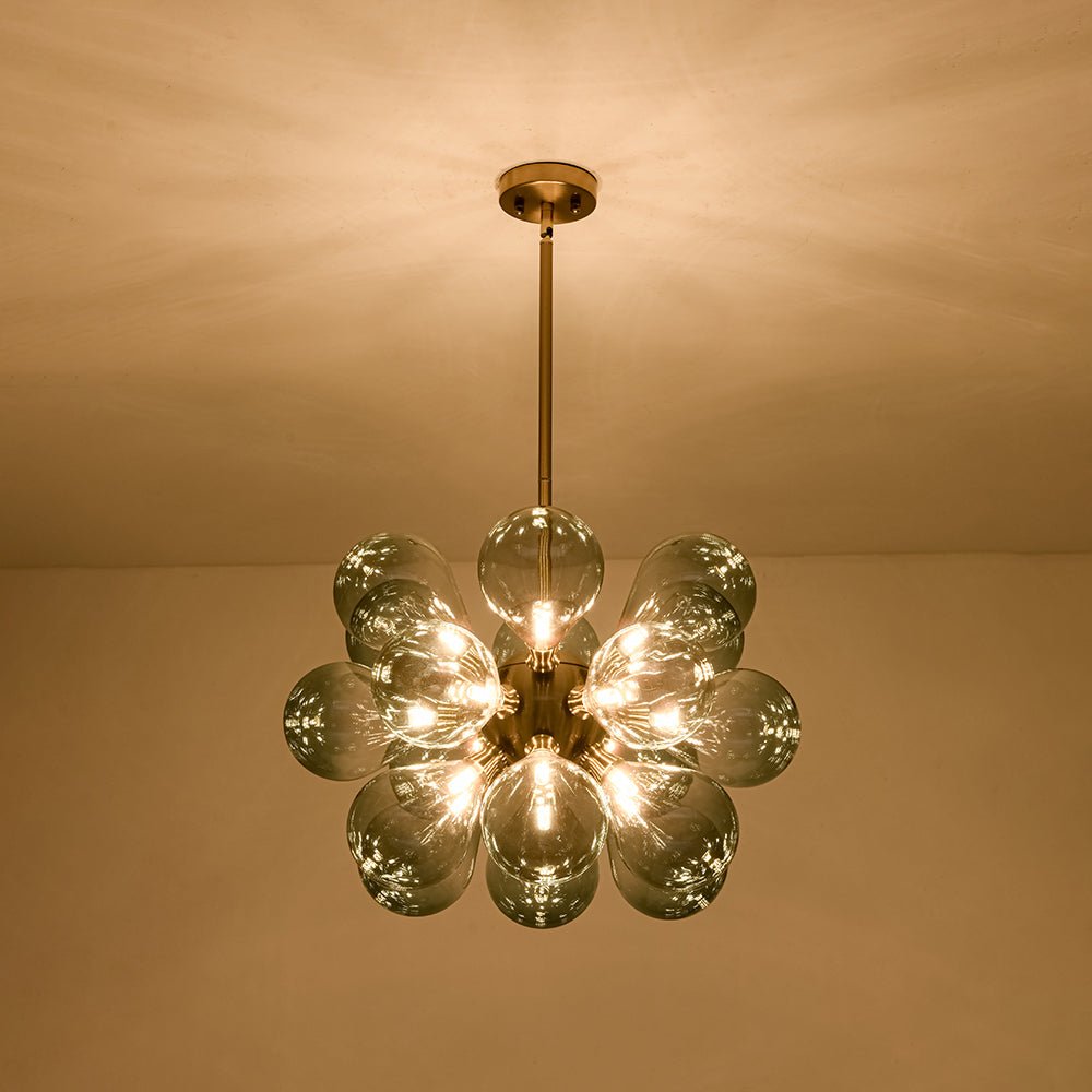18-Light Cluster Gradual Blue Glass Globe Bubble Chandelier