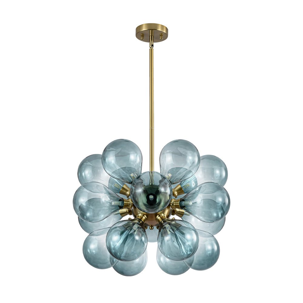 18-Light Cluster Gradual Blue Glass Globe Bubble Chandelier
