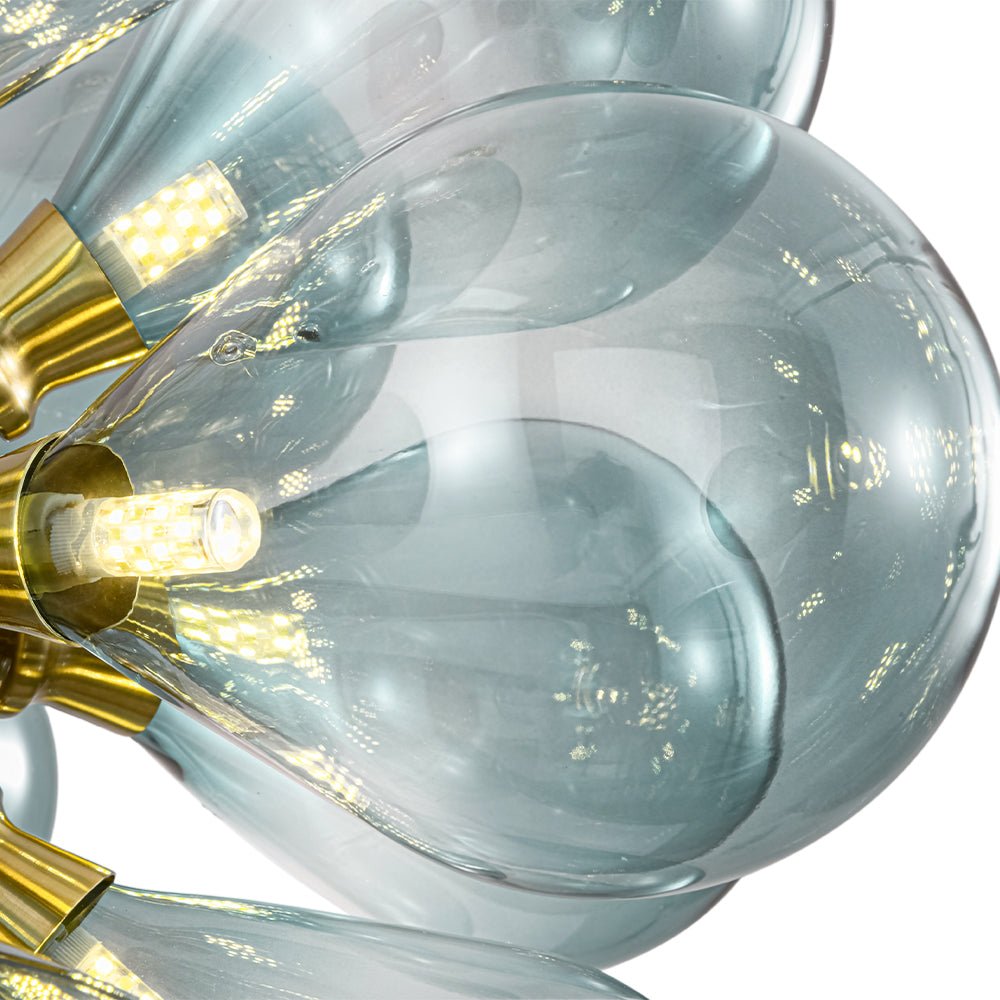 18-Light Cluster Gradual Blue Glass Globe Bubble Chandelier