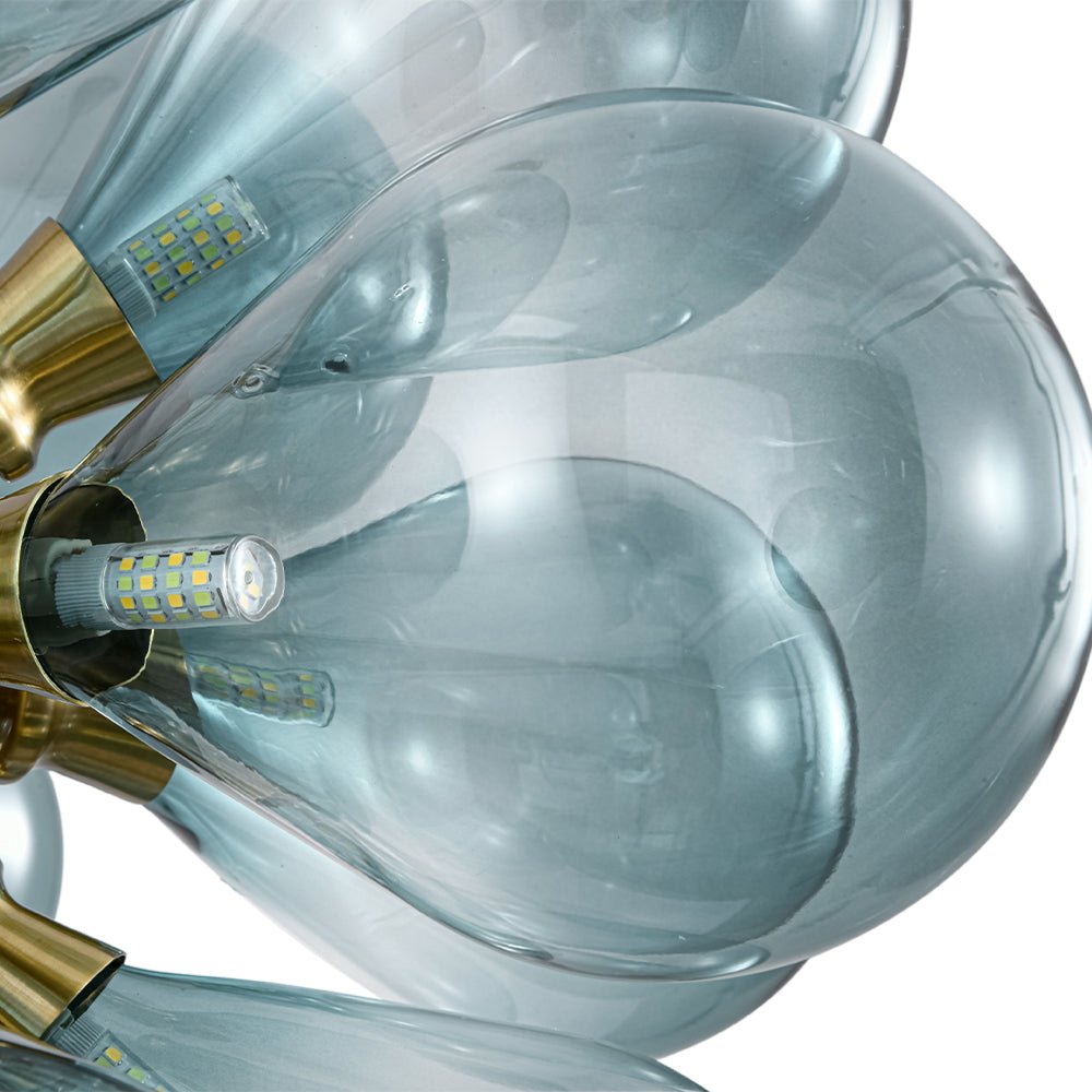 18-Light Cluster Gradual Blue Glass Globe Bubble Chandelier