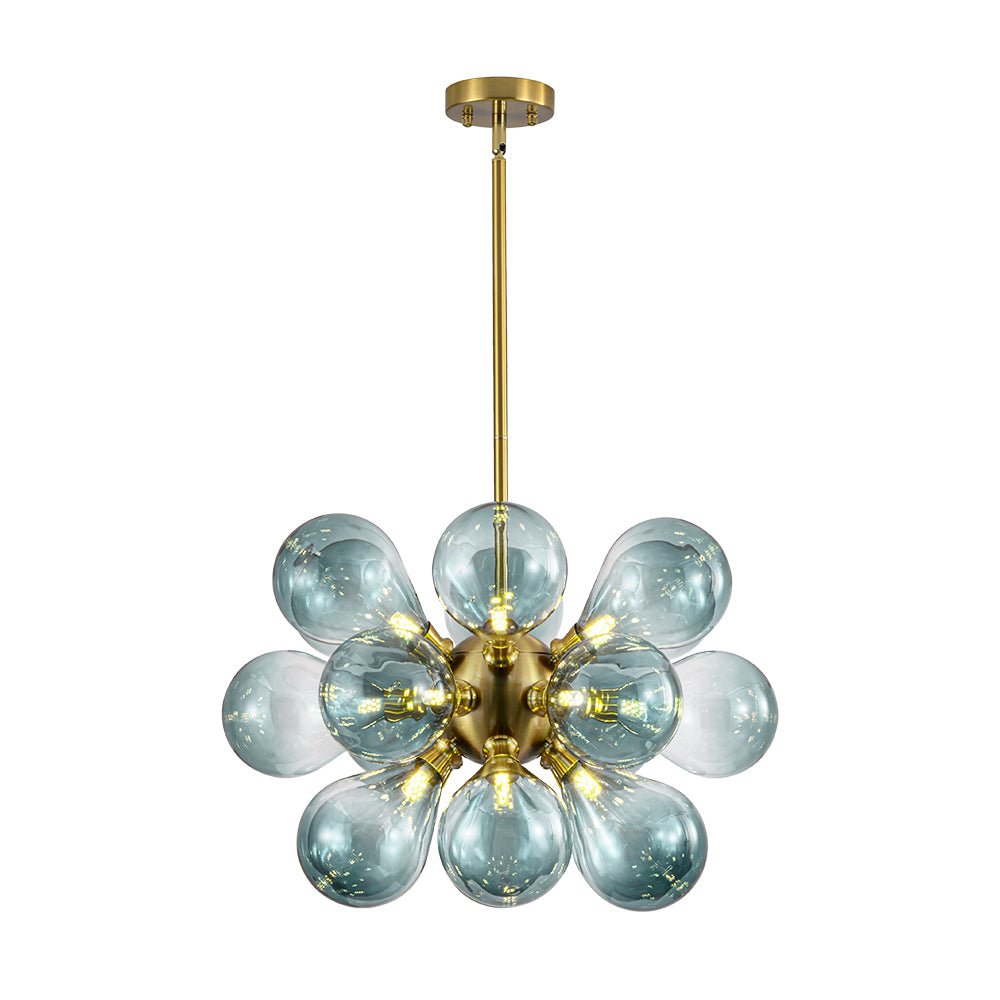 18-Light Cluster Gradual Blue Glass Globe Bubble Chandelier