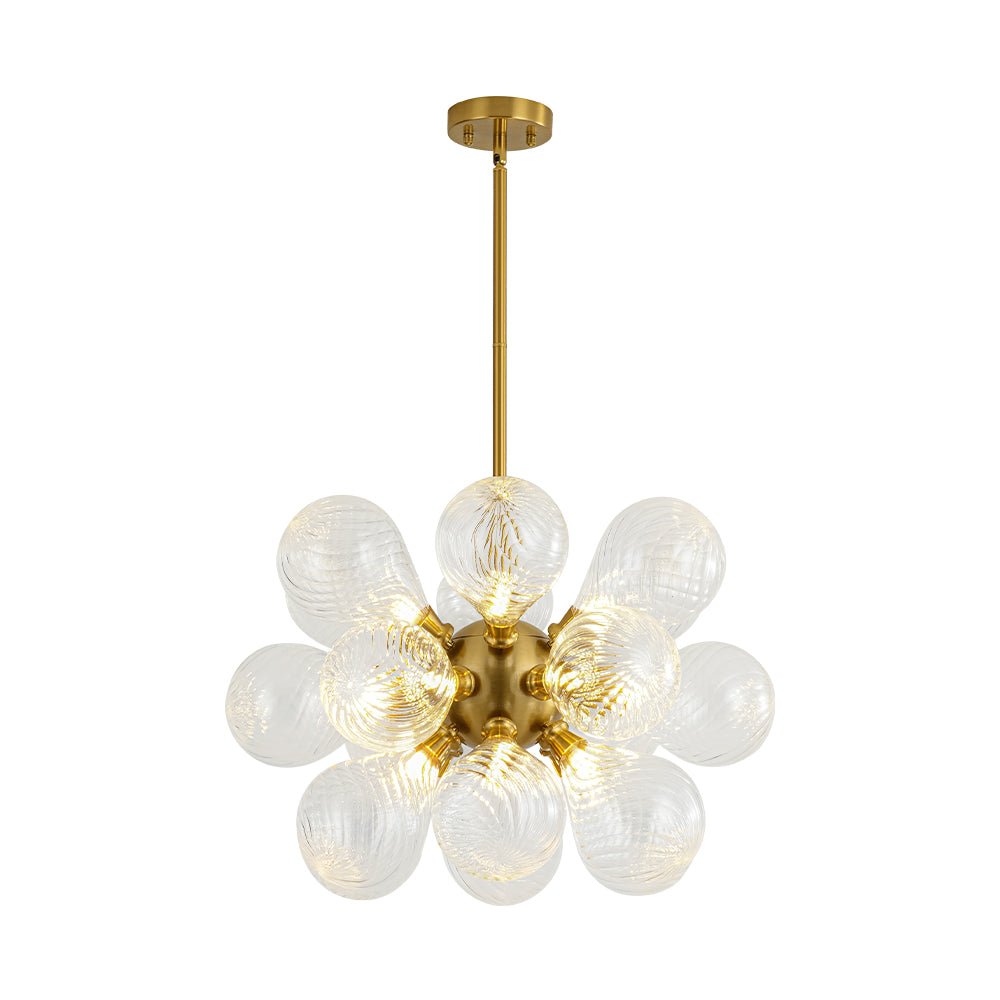 18-Light Cluster Ribbed Glass Globe Bubble Chandelier
