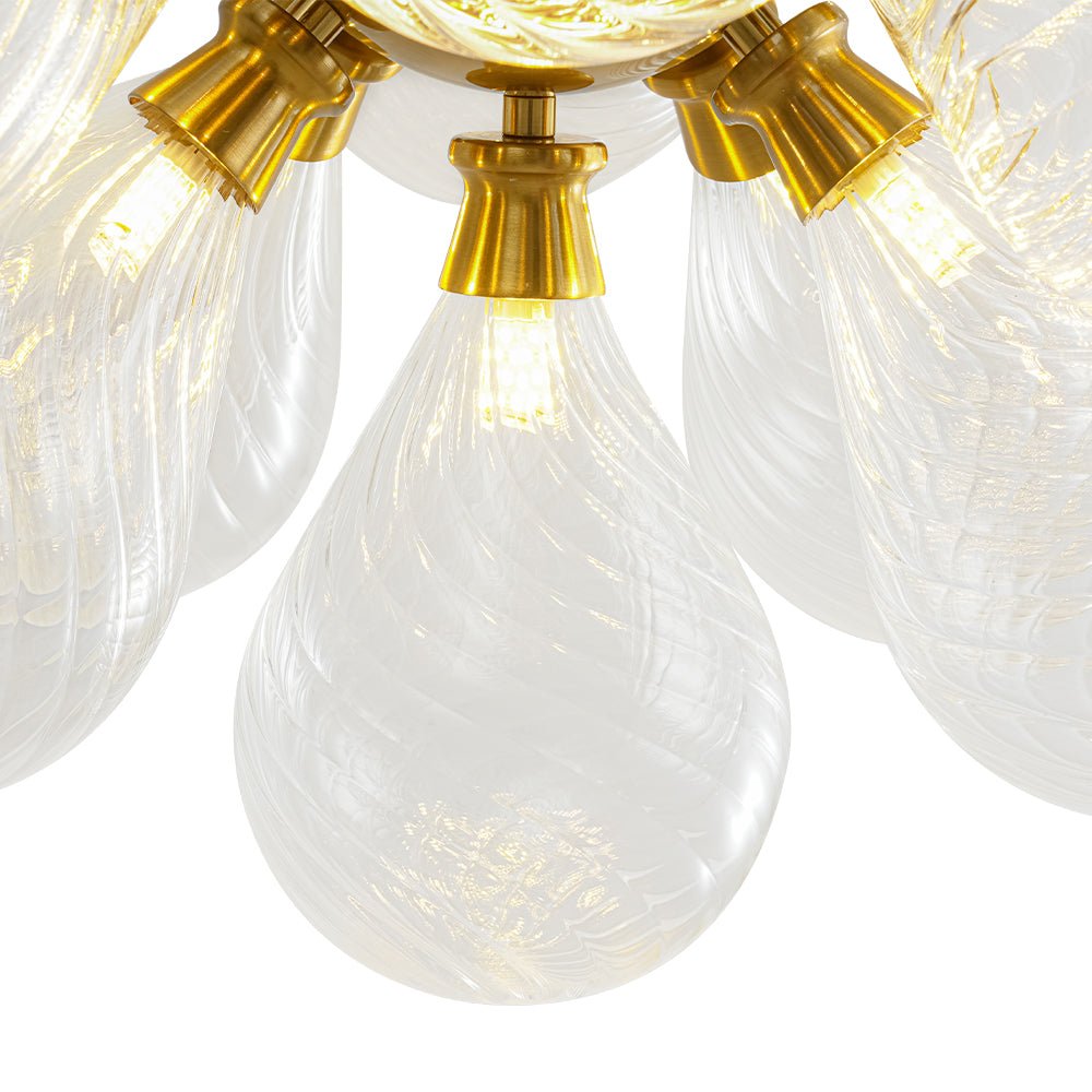 18-Light Cluster Ribbed Glass Globe Bubble Chandelier