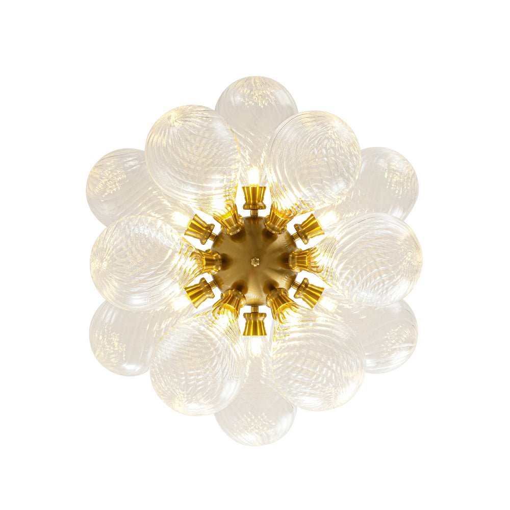 18-Light Cluster Ribbed Glass Globe Bubble Chandelier