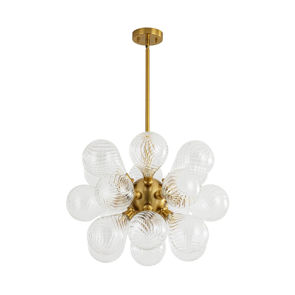 18-Light Cluster Ribbed Glass Globe Bubble Chandelier