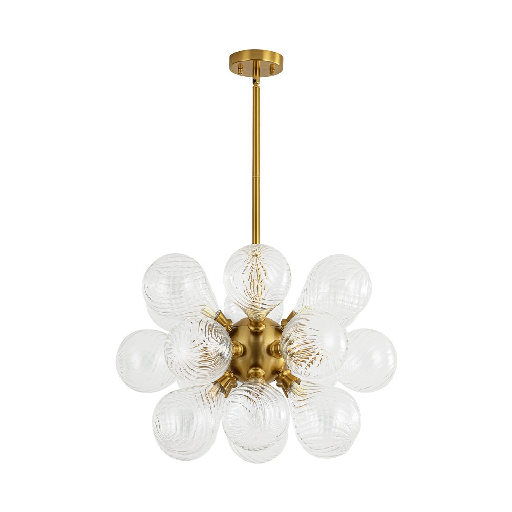 18-Light Cluster Ribbed Glass Globe Bubble Chandelier