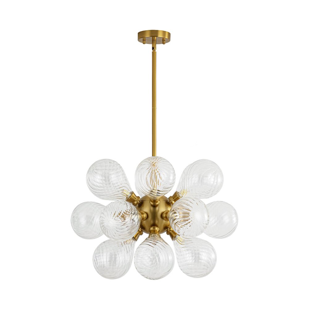 18-Light Cluster Ribbed Glass Globe Bubble Chandelier