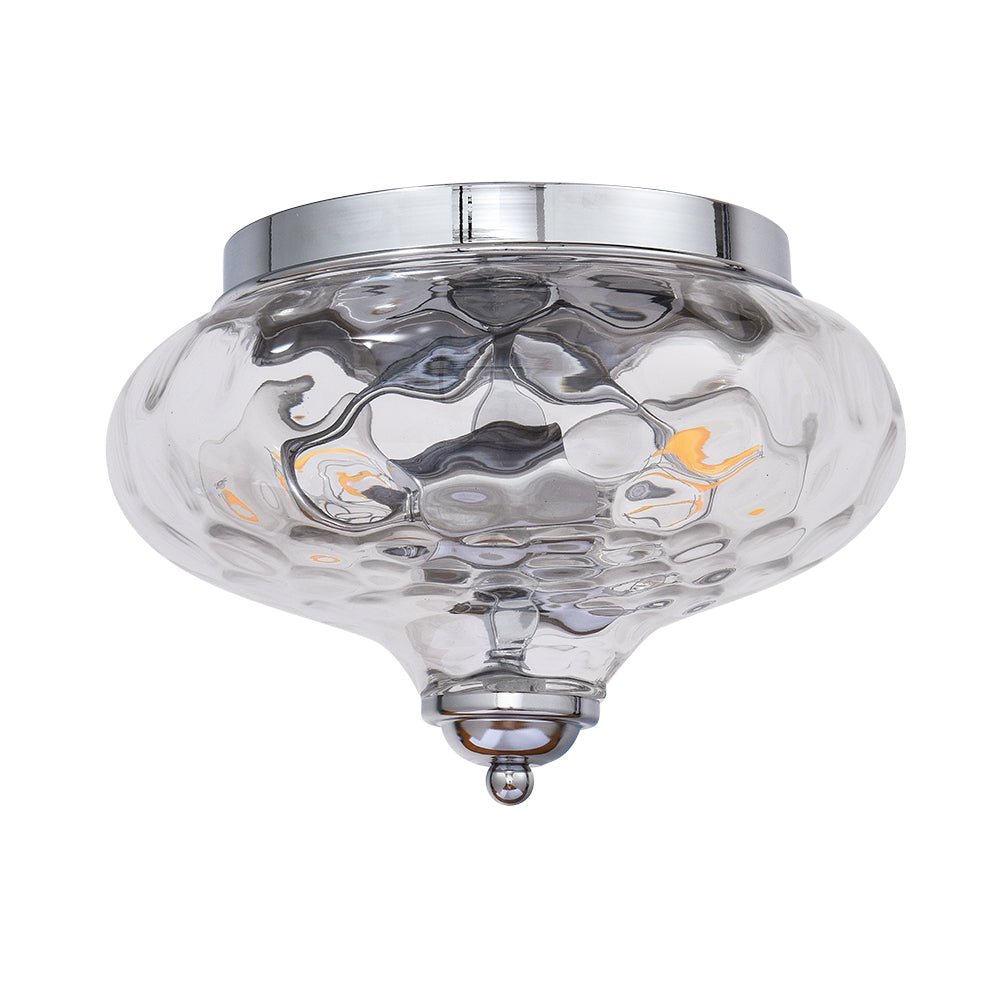 2-light Hammered Glass Flush Mount Ceiling Light