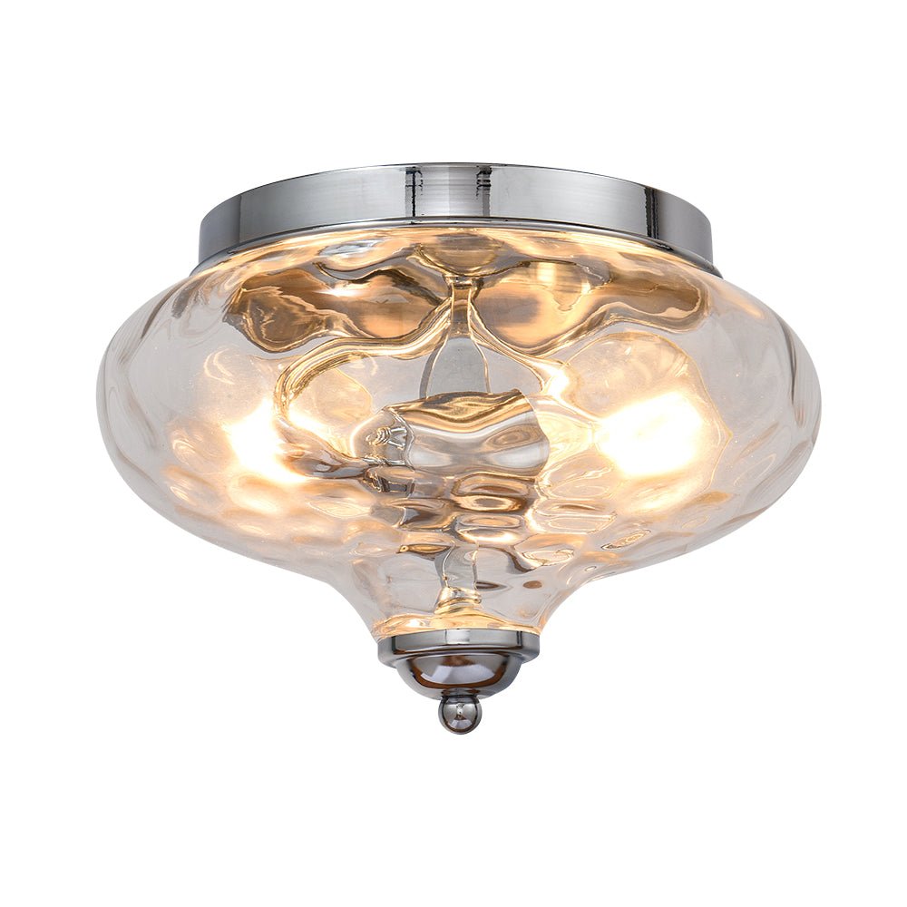 2-light Hammered Glass Flush Mount Ceiling Light