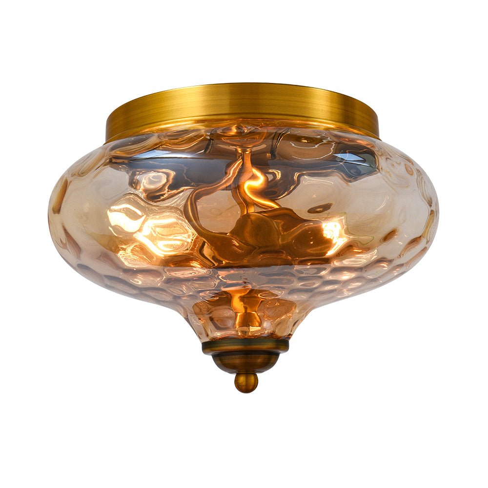 2-light Hammered Glass Flush Mount Ceiling Light