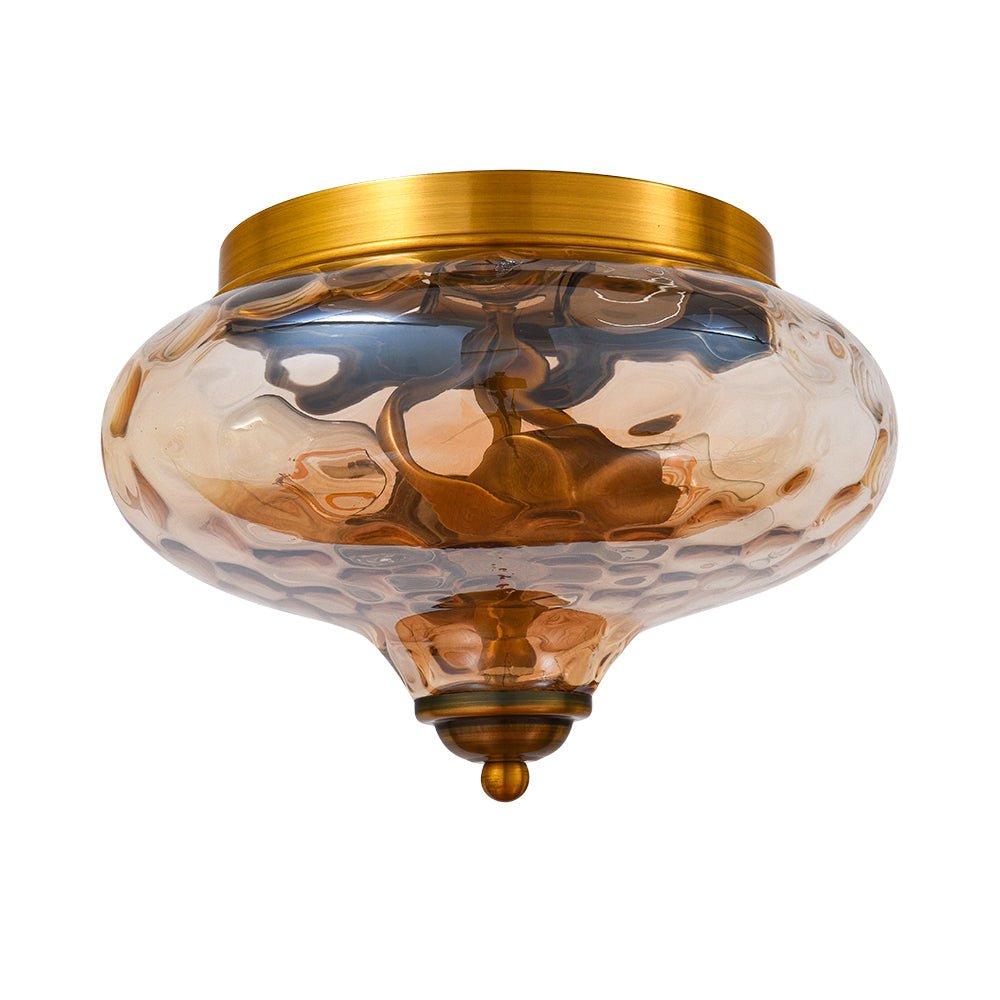 2-light Hammered Glass Flush Mount Ceiling Light