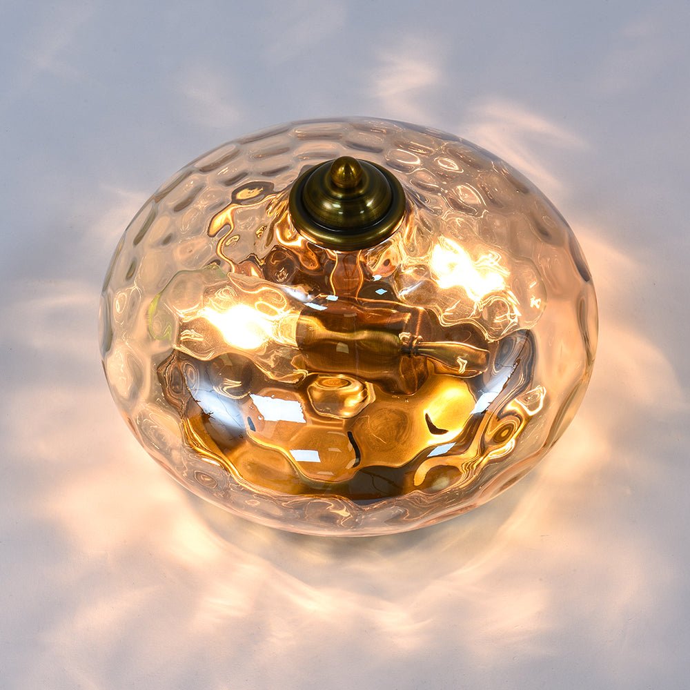 2-light Hammered Glass Flush Mount Ceiling Light