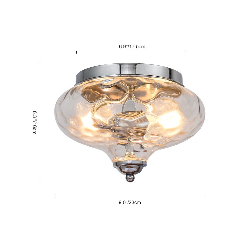 2-light Hammered Glass Flush Mount Ceiling Light