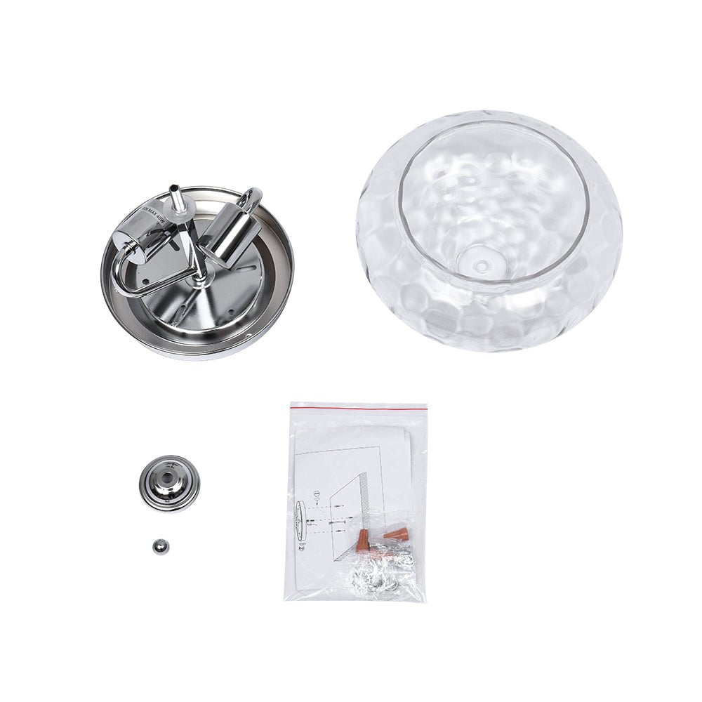 2-light Hammered Glass Flush Mount Ceiling Light