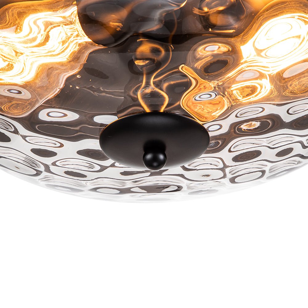 2-Light Water Glass Round Flush Mount Ceiling Light