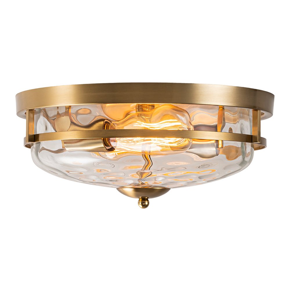 2-Light Water Glass Round Flush Mount Ceiling Light