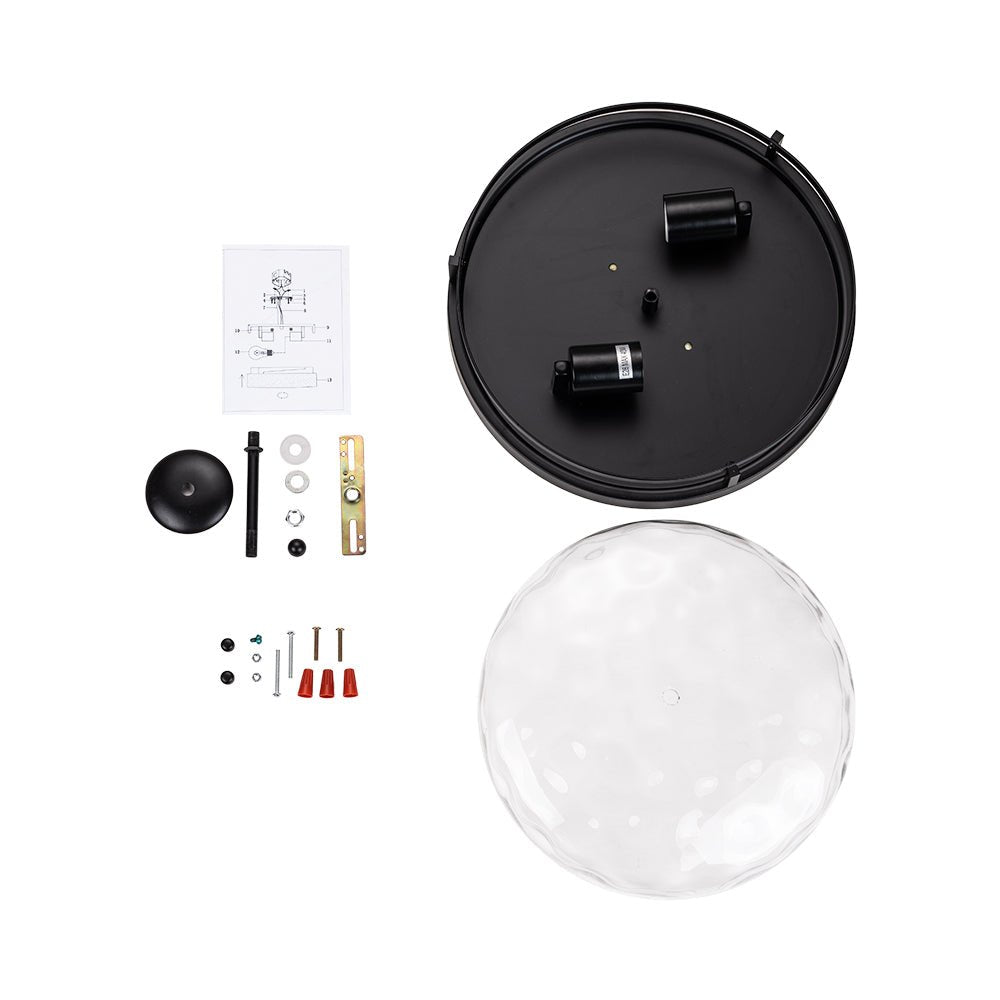 2-Light Water Glass Round Flush Mount Ceiling Light