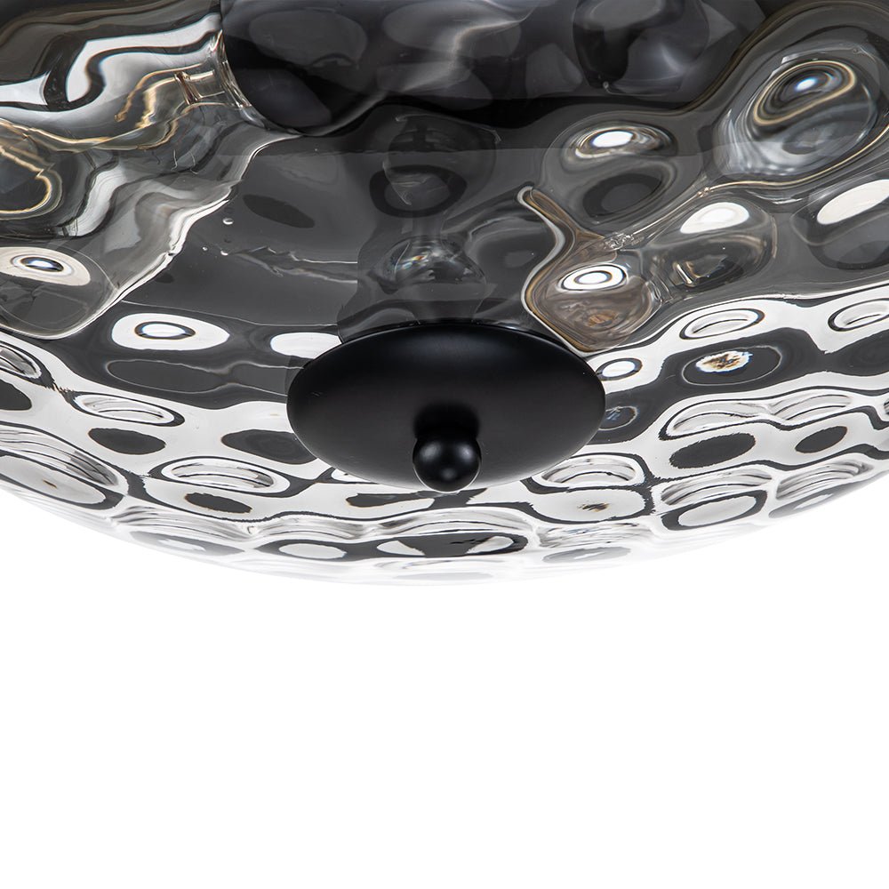 2-Light Water Glass Round Flush Mount Ceiling Light