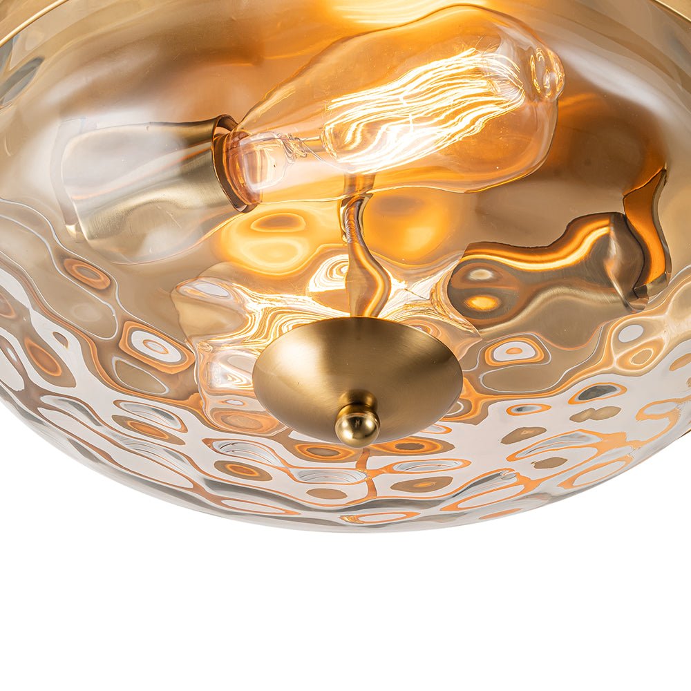 2-Light Water Glass Round Flush Mount Ceiling Light