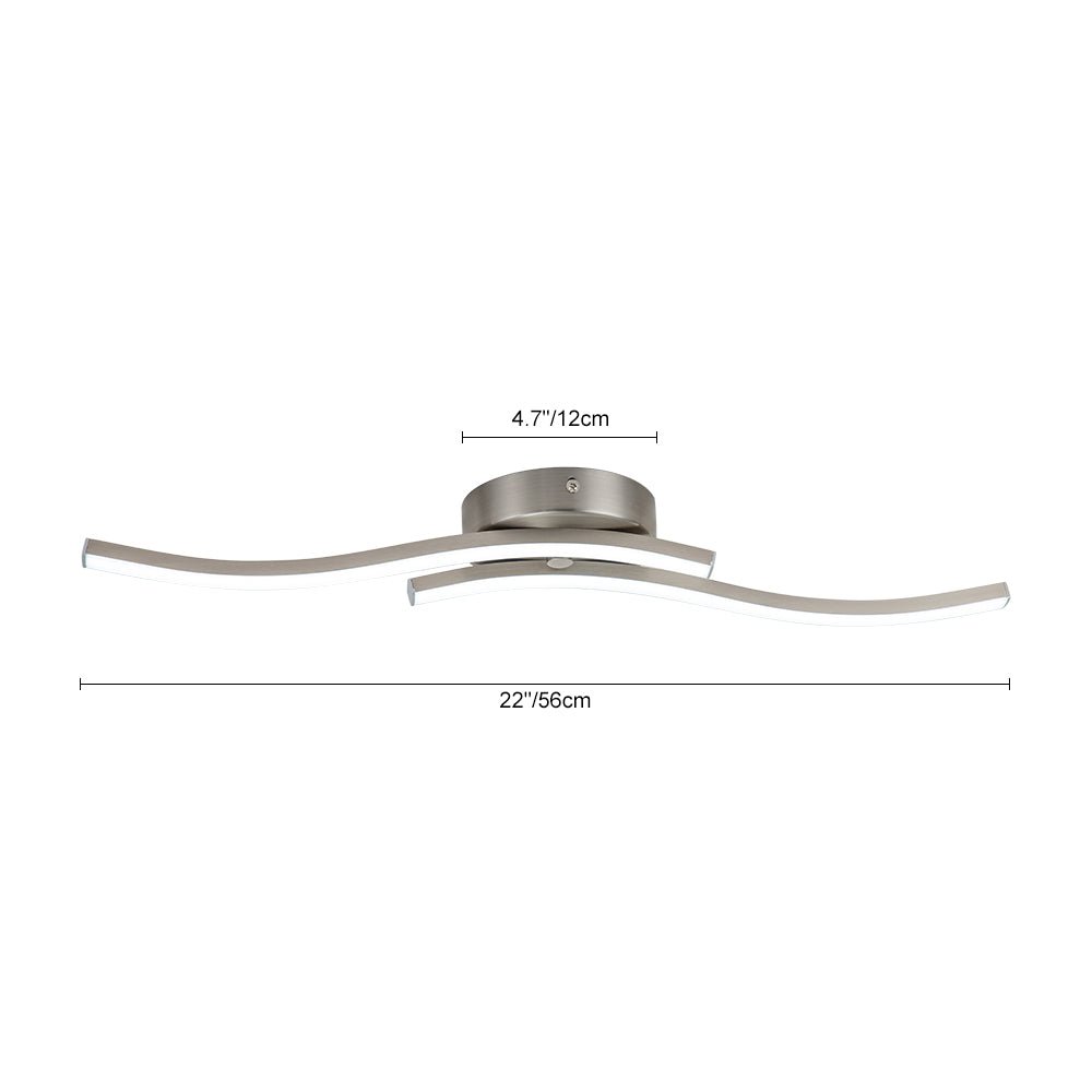 2-Light Wavy Linear Dimmable LED Flush Mount Wall Light