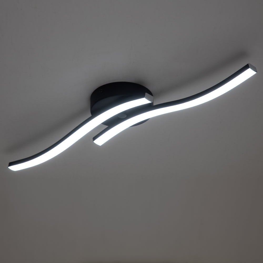 2-Light Wavy Linear Dimmable LED Flush Mount Wall Light
