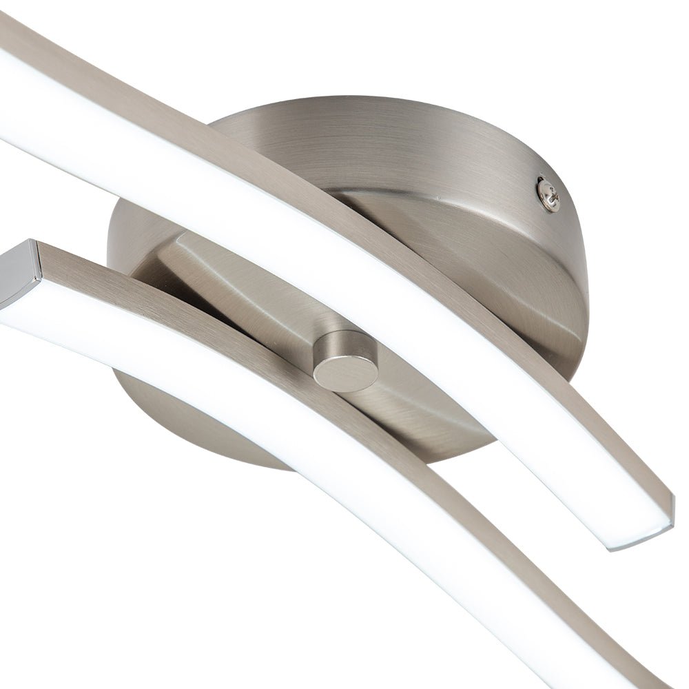 2-Light Wavy Linear Dimmable LED Flush Mount Wall Light