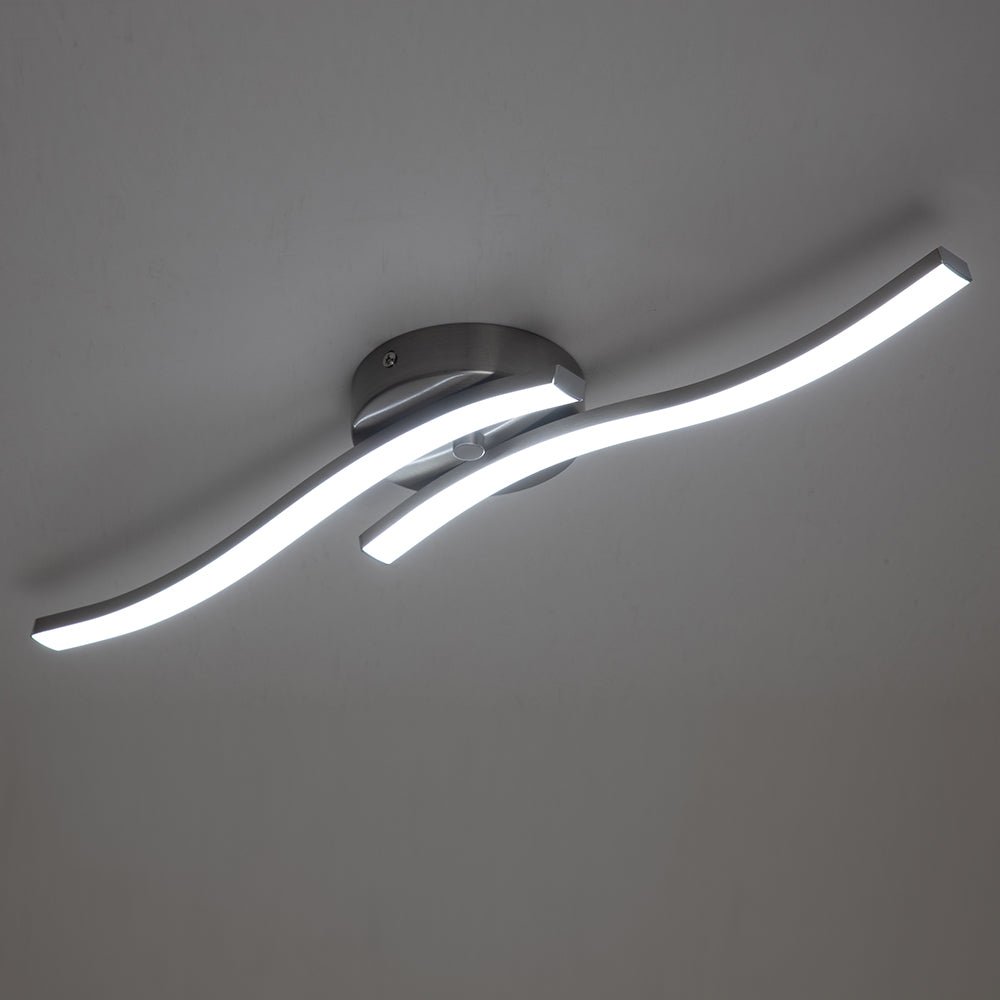 2-Light Wavy Linear Dimmable LED Flush Mount Wall Light