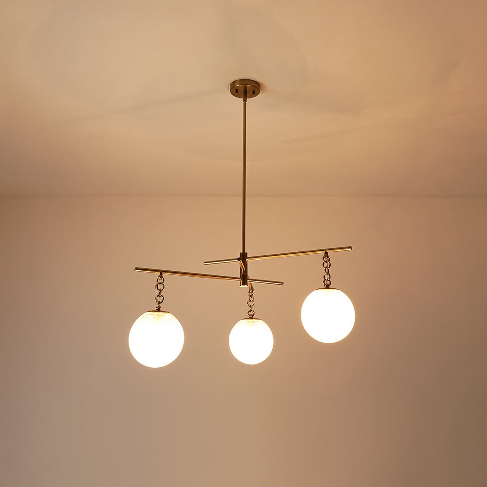 3-light Adjustable Gradual White Glass Globe Sputnik Chandelier