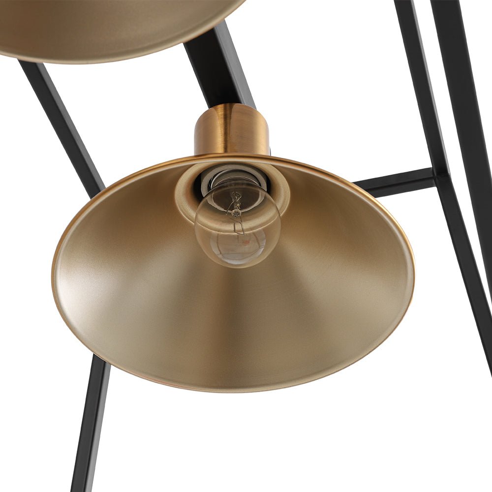 3-Light Black Brass Rectangle Cage Island Chandelier