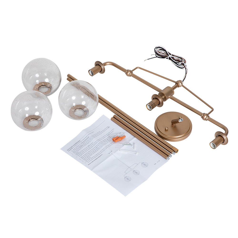 3-Light Bubble Linear Island Pendant