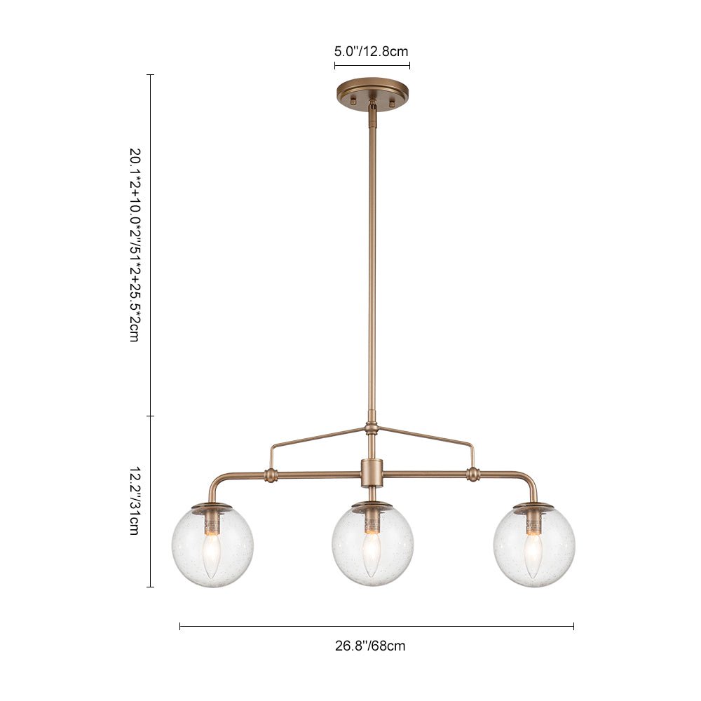 3-Light Bubble Linear Island Pendant