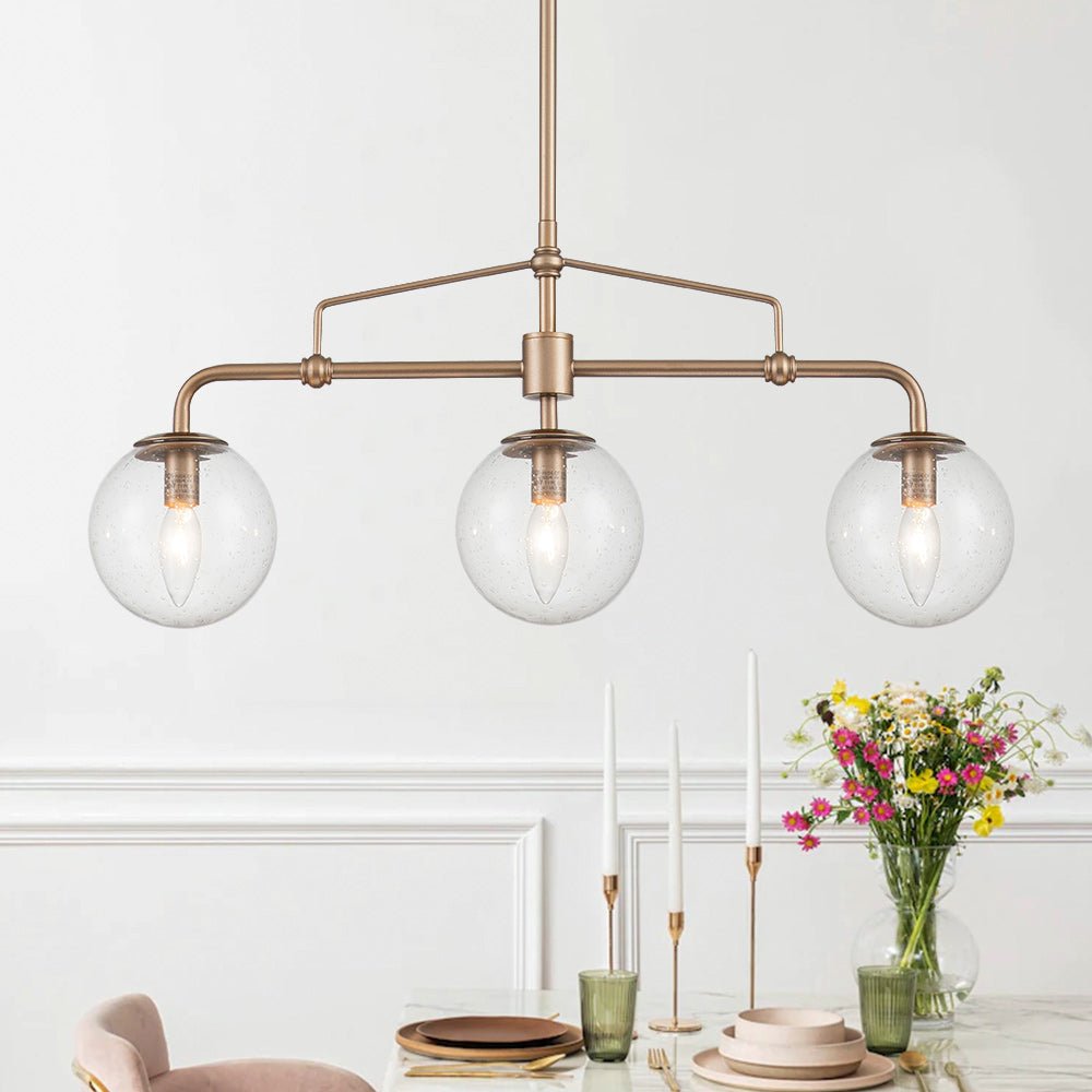 3-Light Bubble Linear Island Pendant