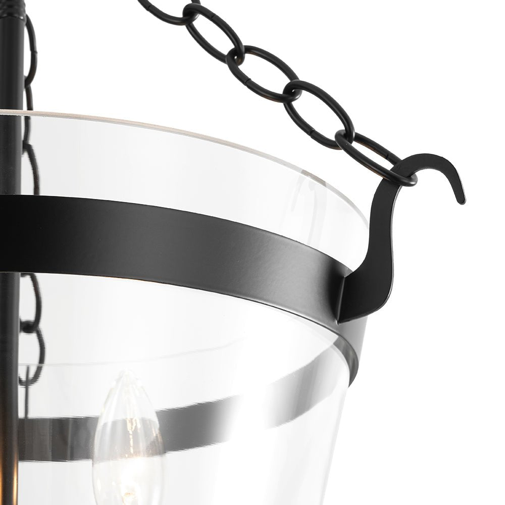 3-Light Clear Glass Bell Jar Lantern Pendant / Semi Flush