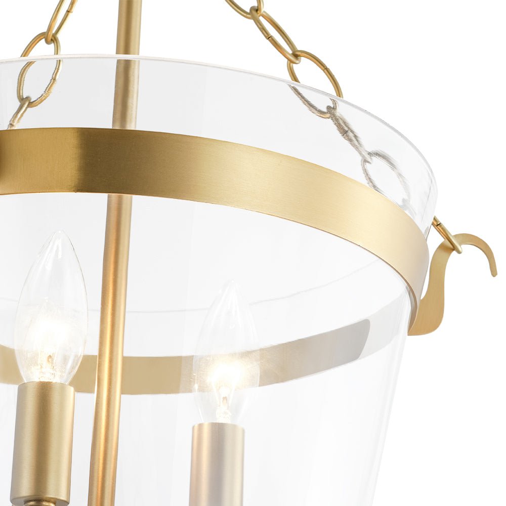 3-Light Clear Glass Bell Jar Lantern Pendant / Semi Flush