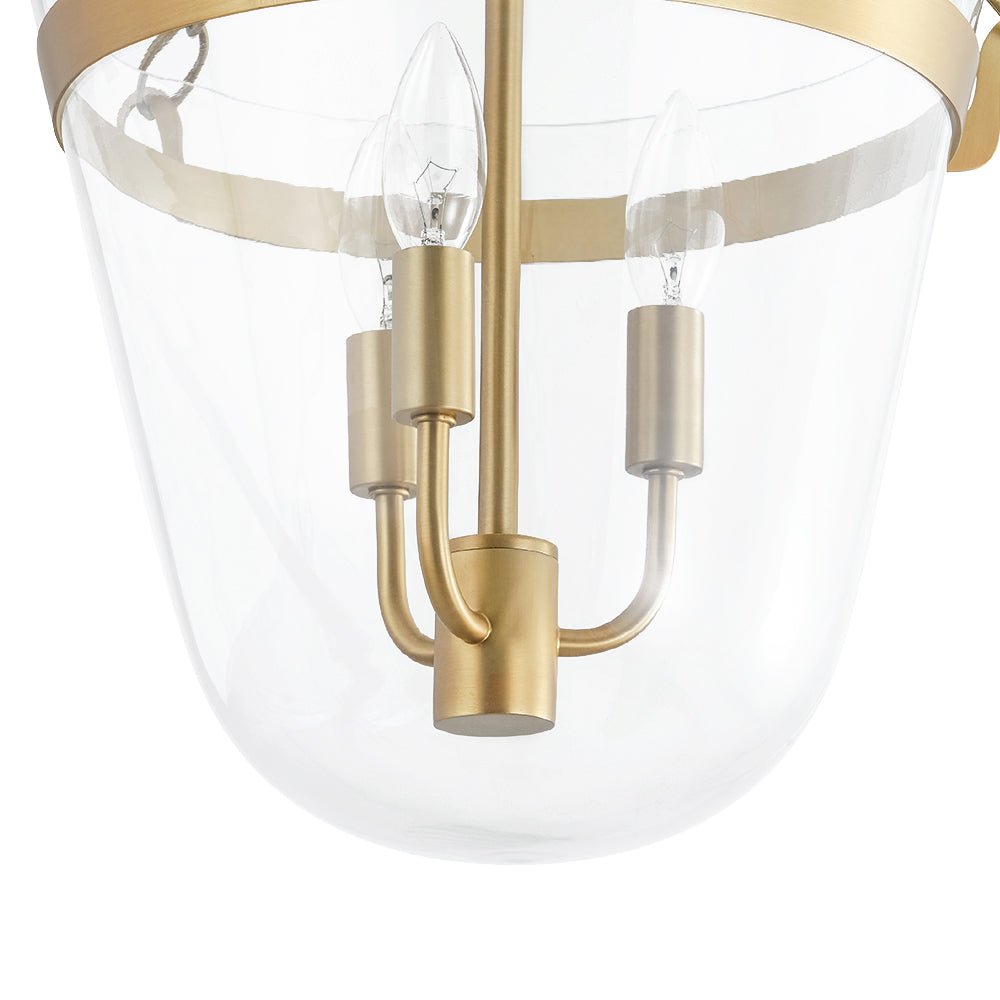 3-Light Clear Glass Bell Jar Lantern Pendant / Semi Flush