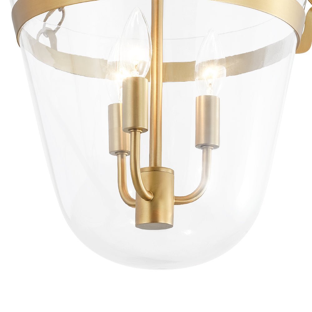 3-Light Clear Glass Bell Jar Lantern Pendant / Semi Flush