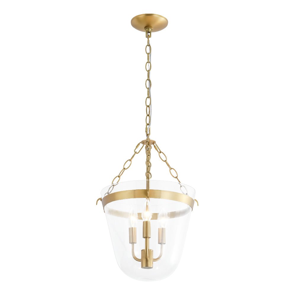 3-Light Clear Glass Bell Jar Lantern Pendant / Semi Flush