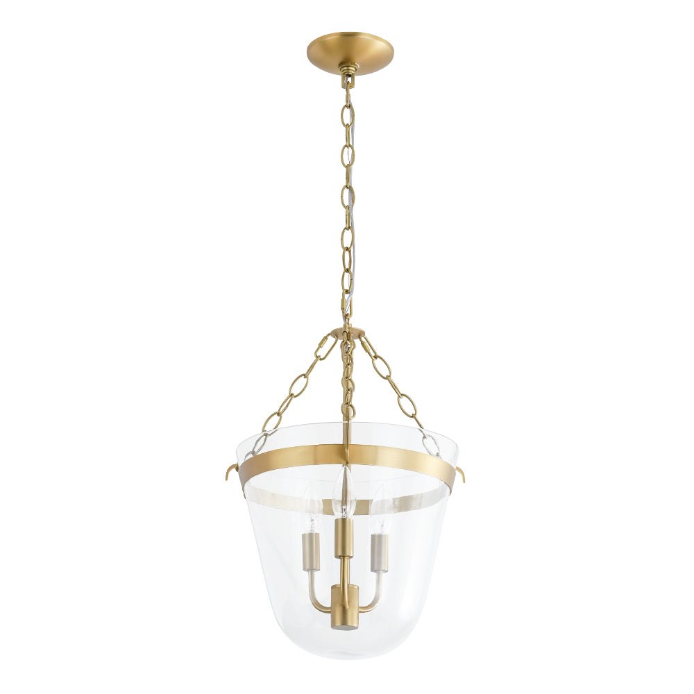3-Light Clear Glass Bell Jar Lantern Pendant / Semi Flush