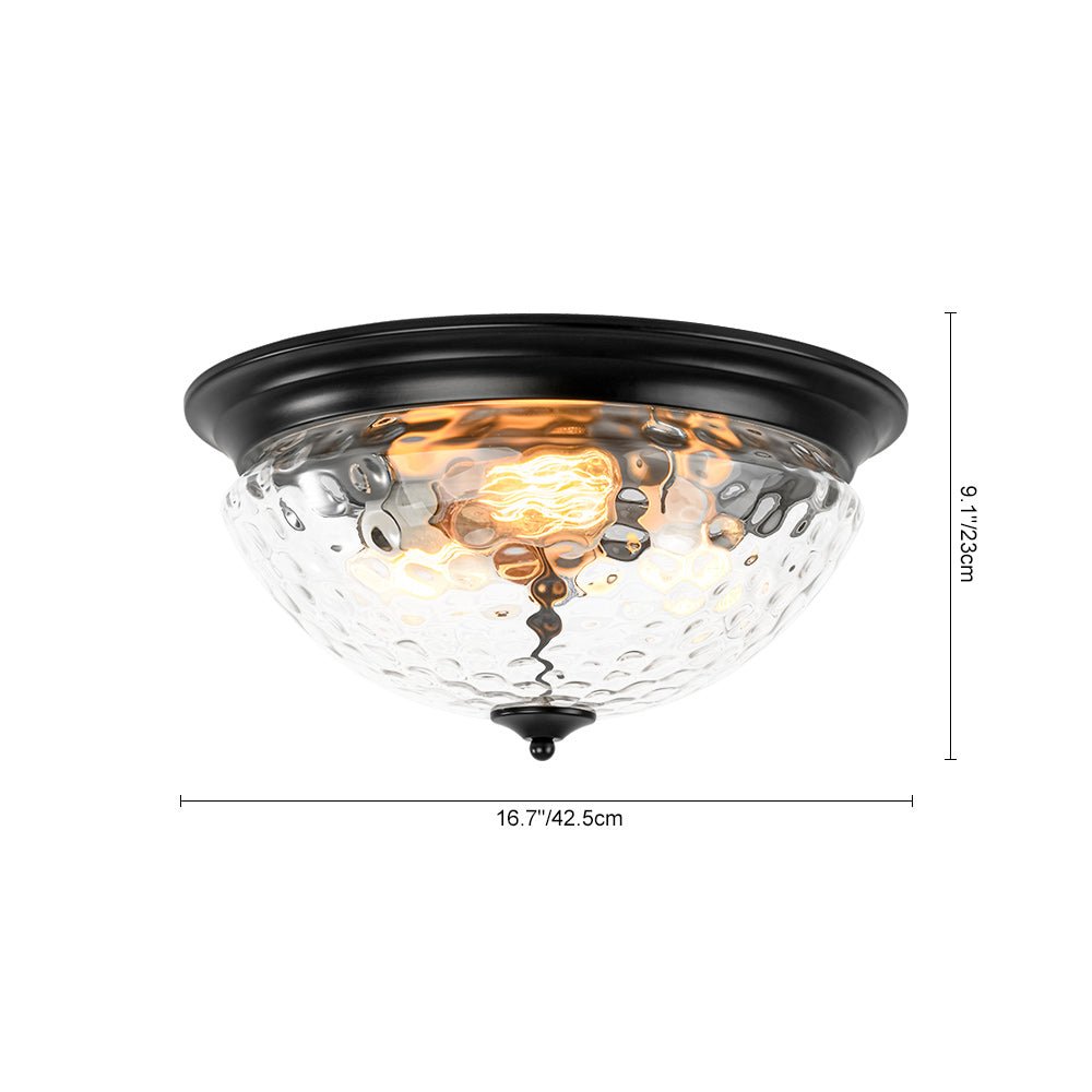 3-light Clear Water Glass Flush Mount Ceiling Light